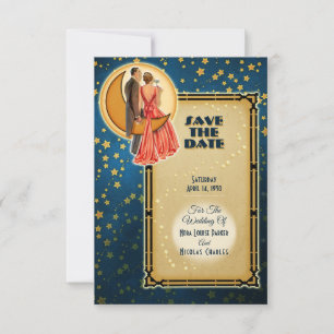 Moonlight Romance Wedding Save The Date - Brunette Invitation