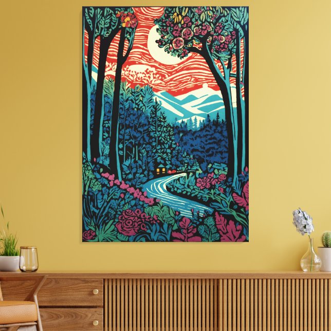 Moonlight Rosewood Trail Canvas Print (Insitu(LivingRoom))