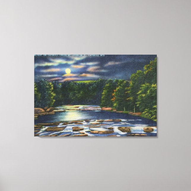 Moonlight Scene on Catskill Creek Canvas Print (Front)