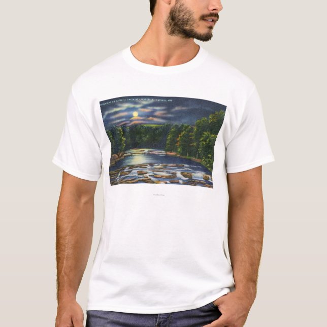 Moonlight Scene on Catskill Creek T-Shirt (Front)