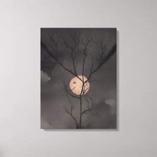 Moonlight Serenity: Tree Silhouette Canvas Print
