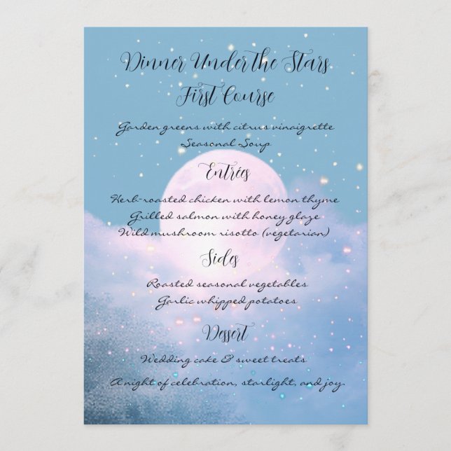 Moonlight Shimmer Atmospheric Wedding Collection Menu (Front)