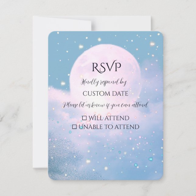 Moonlight Shimmer Atmospheric Wedding Collection RSVP Card (Front)