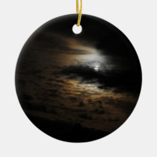 Moonlight  Shining on Dark Clouds Photo Ceramic Tree Decoration