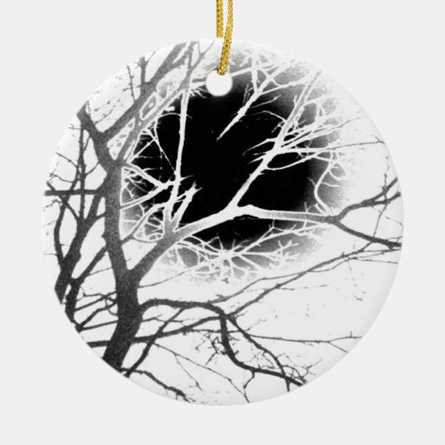 Moonlight Silhouette Ceramic Tree Decoration (Front)