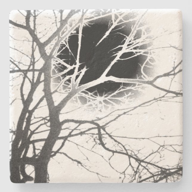 Moonlight Silhouette Stone Coaster (Front)