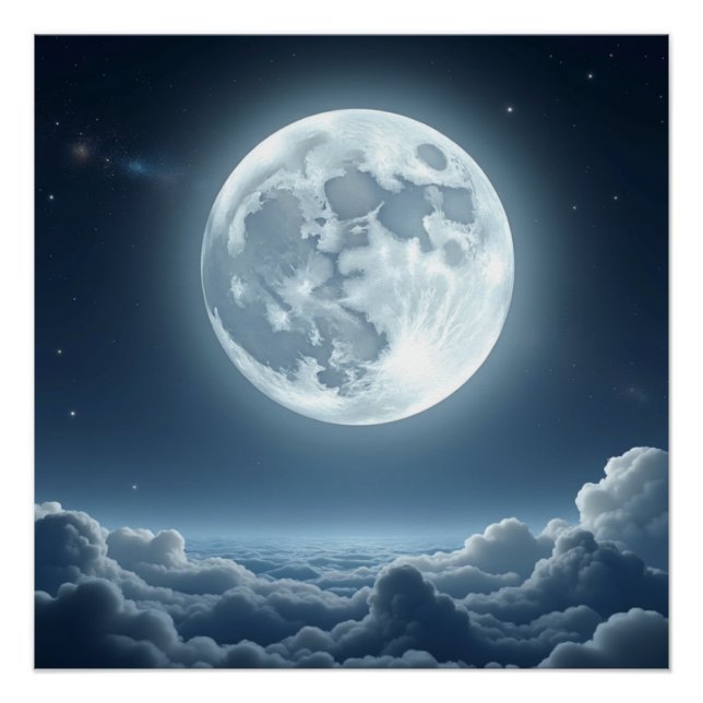 Moonlight Sky Wall Art – Serene Lunar Night (Front)