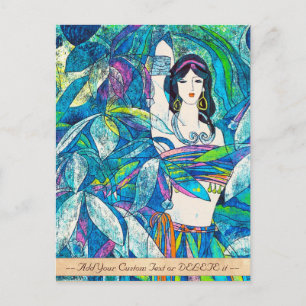 Moonlight Song Hao Ping oriental abstract lady art Postcard
