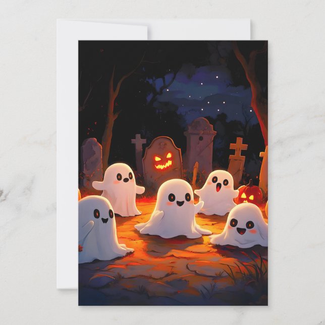 Moonlight Spooky Ghost Tales Holiday Card (Front)