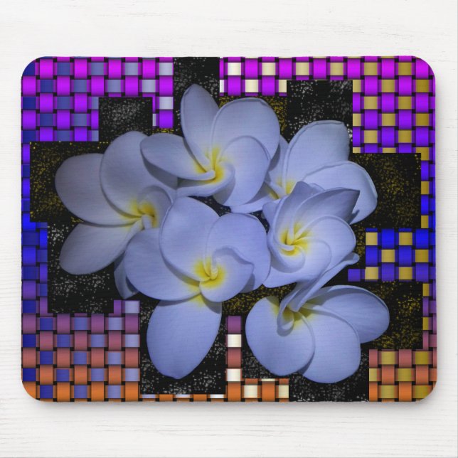 Moonlight Stardust Plumeria Weave Mouse Pad (Front)