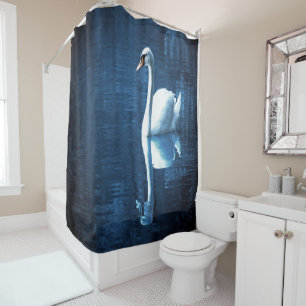 Moonlight Swan Reflection Shower Curtain