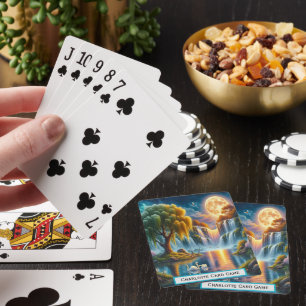 Moonlight Swans Monogram Go Fish Game Playing Cards