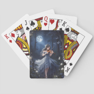 Moonlight Symphony - Dreamy Violin Playing Girl Cards