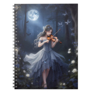 Moonlight Symphony - Dreamy Violin Playing Girl Notebook