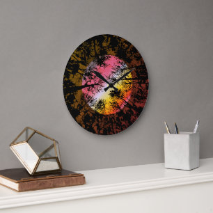 Moonlight Through Dense Forest – Colourful Surreal Large Clock