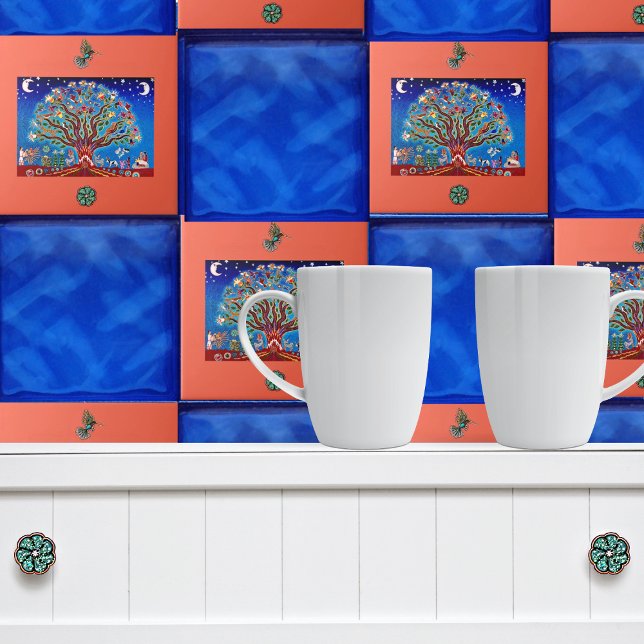 Moonlight Tree of Life Talavera Style Mexican Tile (Creator Uploaded)