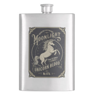 Moonlight Unicorn Blood Halloween Party Vintage Hip Flask
