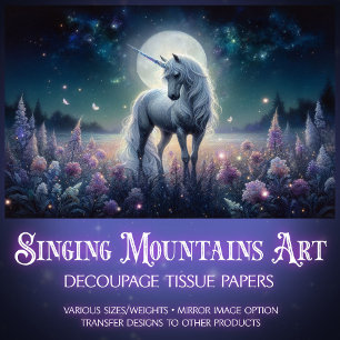 Moonlight Unicorn Dreams Decoupage  Tissue Paper