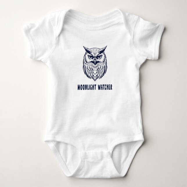 Moonlight Watcher – Owl Design Toddler Bodysuit (Front)