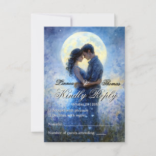 Moonlight Wedding Celestial Love Night Sky Theme RSVP Card