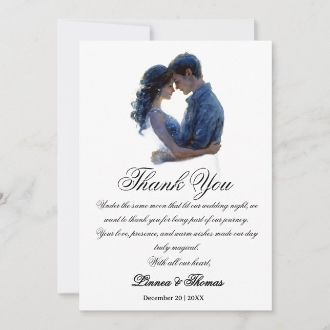 Moonlight Wedding Celestial Love Night Sky Theme Thank You Card (Front)