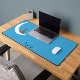 Moonlight Whiskers | Minimalist Cat & Moon Desk Mat