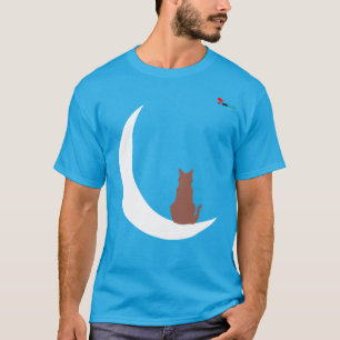 "Moonlight Whiskers" Minimalist Cat Silhouette on  T-Shirt