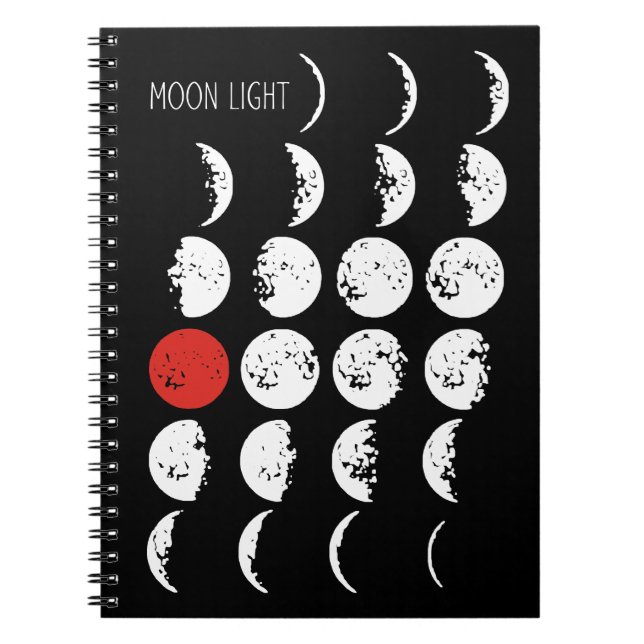 MOONLIGHT white & red + your ideas Spiral Notebook (Front)