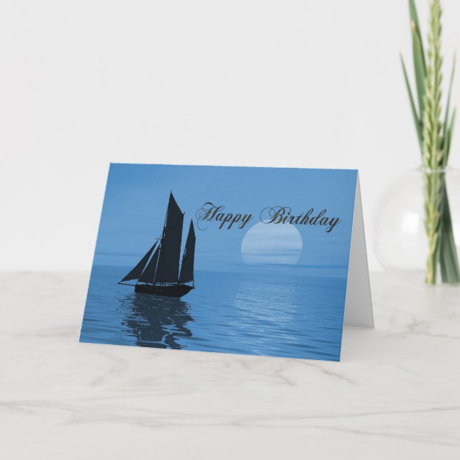 Moonlight yacht birthday card (Front)