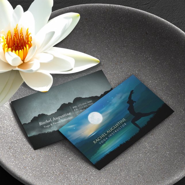 Moonlight Yoga Meditation Crescent moon Salutation Business Card (Creator Uploaded)