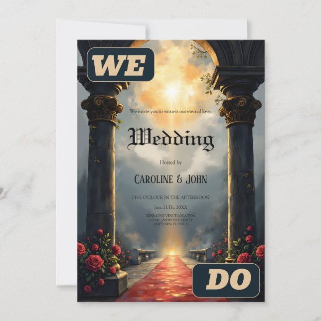 Moonlit Aisle of Eternal Vows –Gothic Wedding Gate Invitation (Front)
