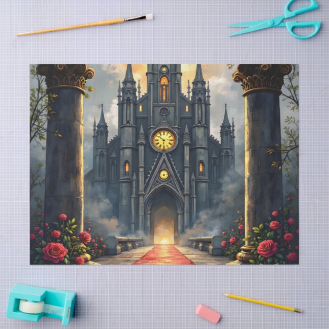 Moonlit Aisle of Eternal Vows –Gothic Wedding Gate Tissue Paper (Craft)