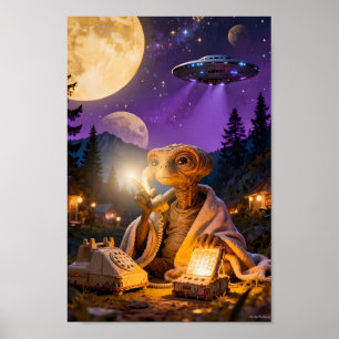 Moonlit Alien Calling from the Hills Poster