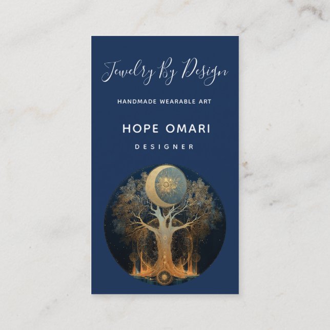 Moonlit Ascension | Tree of Life Design Business Card (Back)