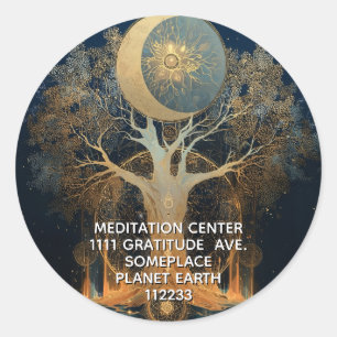Moonlit Ascension   Tree of Life Design Classic Round Sticker