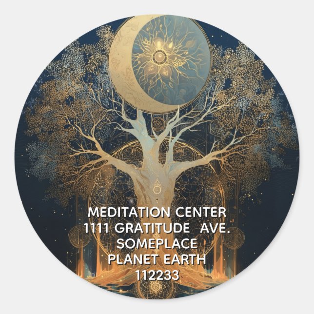 Moonlit Ascension | Tree of Life Design Classic Round Sticker (Front)