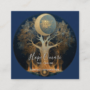 Moonlit Ascension Tree of Life Design Square Business Card
