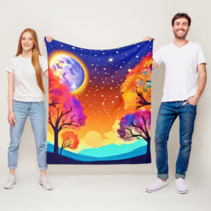 Moonlit Autumn Dream Fleece Blanket