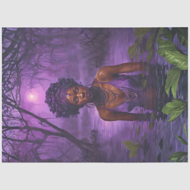 Moonlit Bayou Voodoo Witch – Gothic Decoupage Tissue Paper (Front)