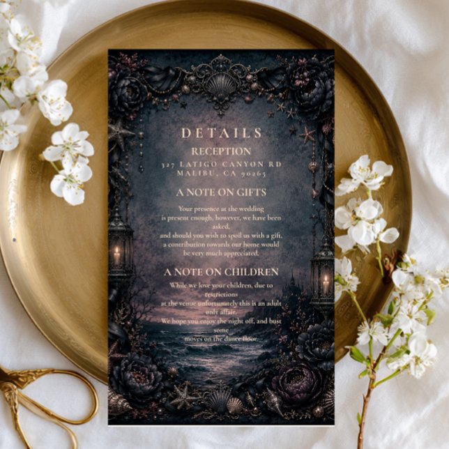Moonlit Beach Goth Wedding Enclosure Card (Creator Uploaded)