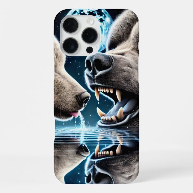 Moonlit Bears and Water Reflection Harmony iPhone Case (Back)