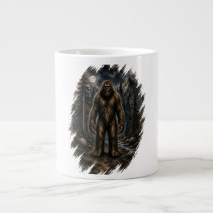 Moonlit Bigfoot Loose Watercolor Forest Cryptid  Large Coffee Mug