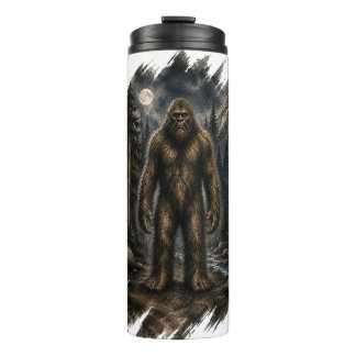 Moonlit Bigfoot Loose Watercolor Forest Cryptid Thermal Tumbler