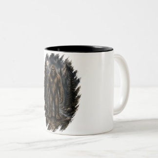 Moonlit Bigfoot Loose Watercolor Forest Cryptid Two-Tone Coffee Mug
