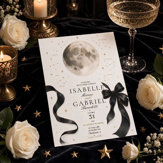 Moonlit Black Bow Celestial  Invitation (Creator Uploaded)