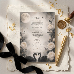 Moonlit Black Swan Gothic Wedding Details Card