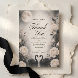 Moonlit Black Swan Gothic Wedding Thank You Card