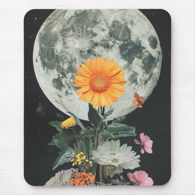 Moonlit Blooms Over Rustic Charm (2) Mouse Pad (Front)