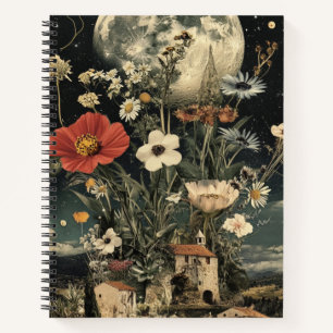 Moonlit Blooms Over Rustic Charm Notebook