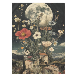 Moonlit Blooms Over Rustic Charm Tablecloth